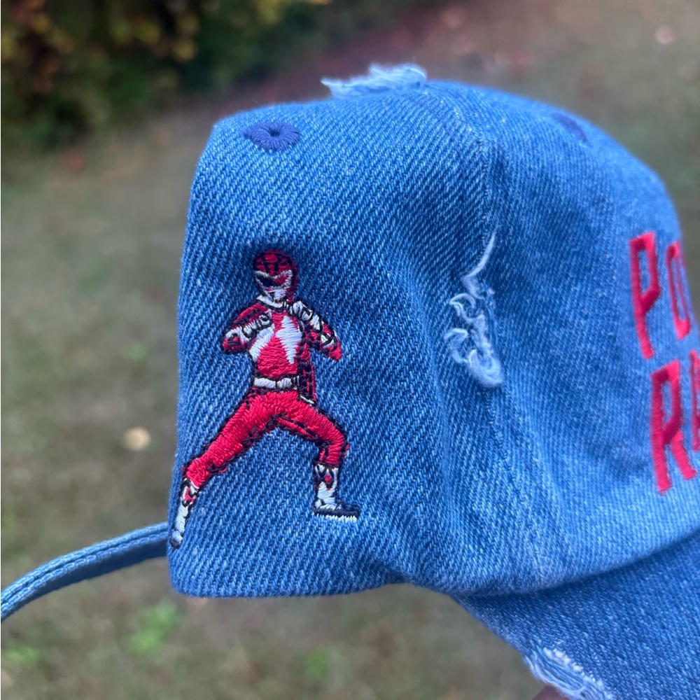Power Ranger Denim Hat - Blue with Red Logo (Red Power Ranger) - Picture 5 of 15